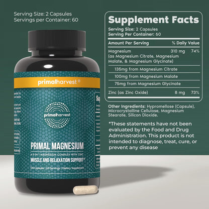 Primal Harvest Multivitamin & Magnesium Supplements for Women and Men Multi Vitamin Capsules and Magnesium Glycinate Pills Bundle