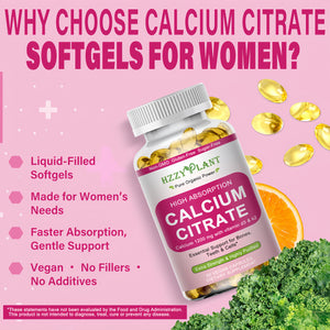 Suplement ​Calcium Supplements for Women Softgels, High Absorption Calcium Citrate Supplement Essential Mineral Calcium 1200 mg with Vitamin D3 Magnesium for Bone Health Support - VelvetGlow USA