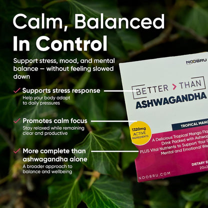 Noobru Better Than Ashwagandha - Reclaim Your Youthful Energy and Calm: Experience The Game-Changing Benefits of Better Than Ashwagandha - 20 sachets
