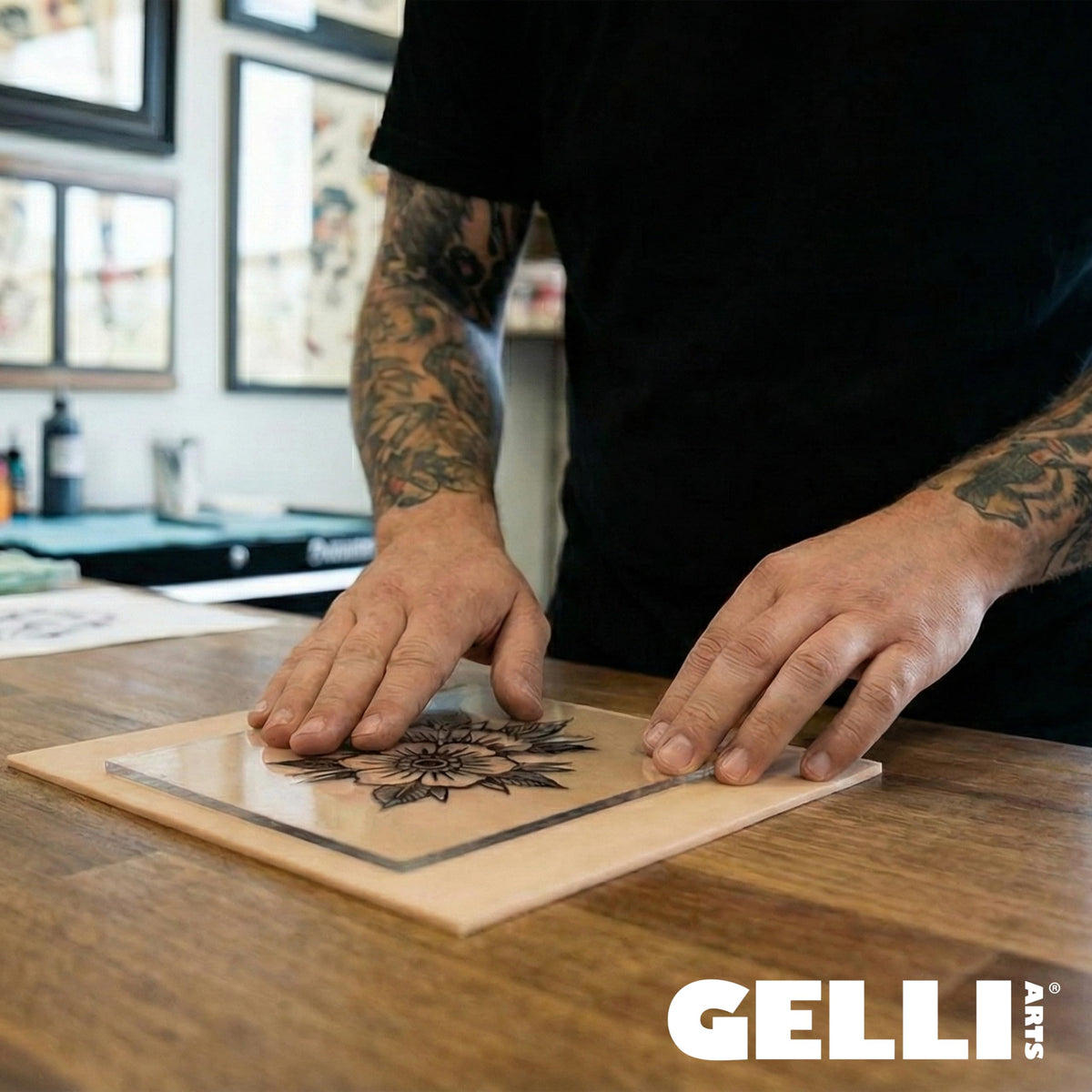 Gelli Arts 3 in Square Tattoo Skin – Set of 4 Kit – Lifelike Clear Skin For Practicing Tattooing & Microblading – Compatible with Ink & Acrylic Paints – CLEAR SKINZ Collection