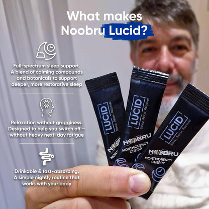 Noobru Lucid Nootropic Sleep Powder Drink for Deep Quality Dream Sleep with Magnesium, Ashwagandha, Valerian, Lemon Balm and Vitamin D for Deep, Quality Sleep, Stress and Restoration.