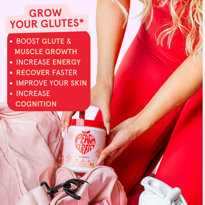 Peach Perfect Creatine for Women – Micronized Creatine Monohydrate Powder with BCAA & Collagen for Glute Strength Support, Boosts Energy, Focus, Strength, and Endurance – Pink Lemonade, 30 Servings