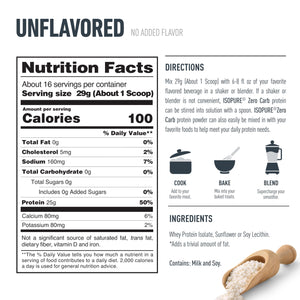 Suplement ​Isopure Zero Carb 100% Pure Whey Isolate Protein Powder, Gluten Free, with Vitamins, Unflavored, 25g Protein Per Serving, 1 Lb, 16 Servings (Packaging May Vary) - VelvetGlow USA