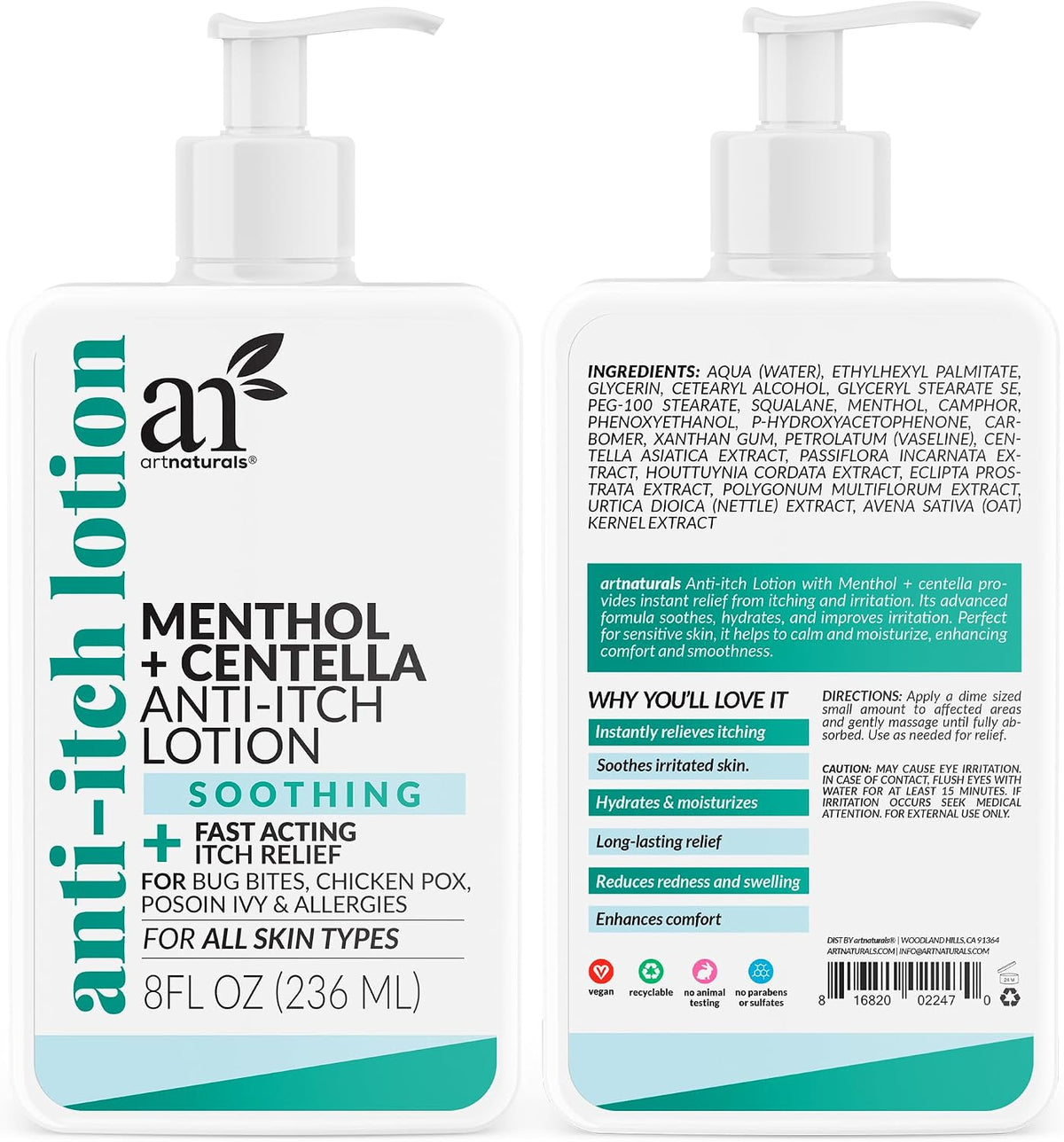 Artnaturals Anti-Itch Lotion with Menthol, 8 oz