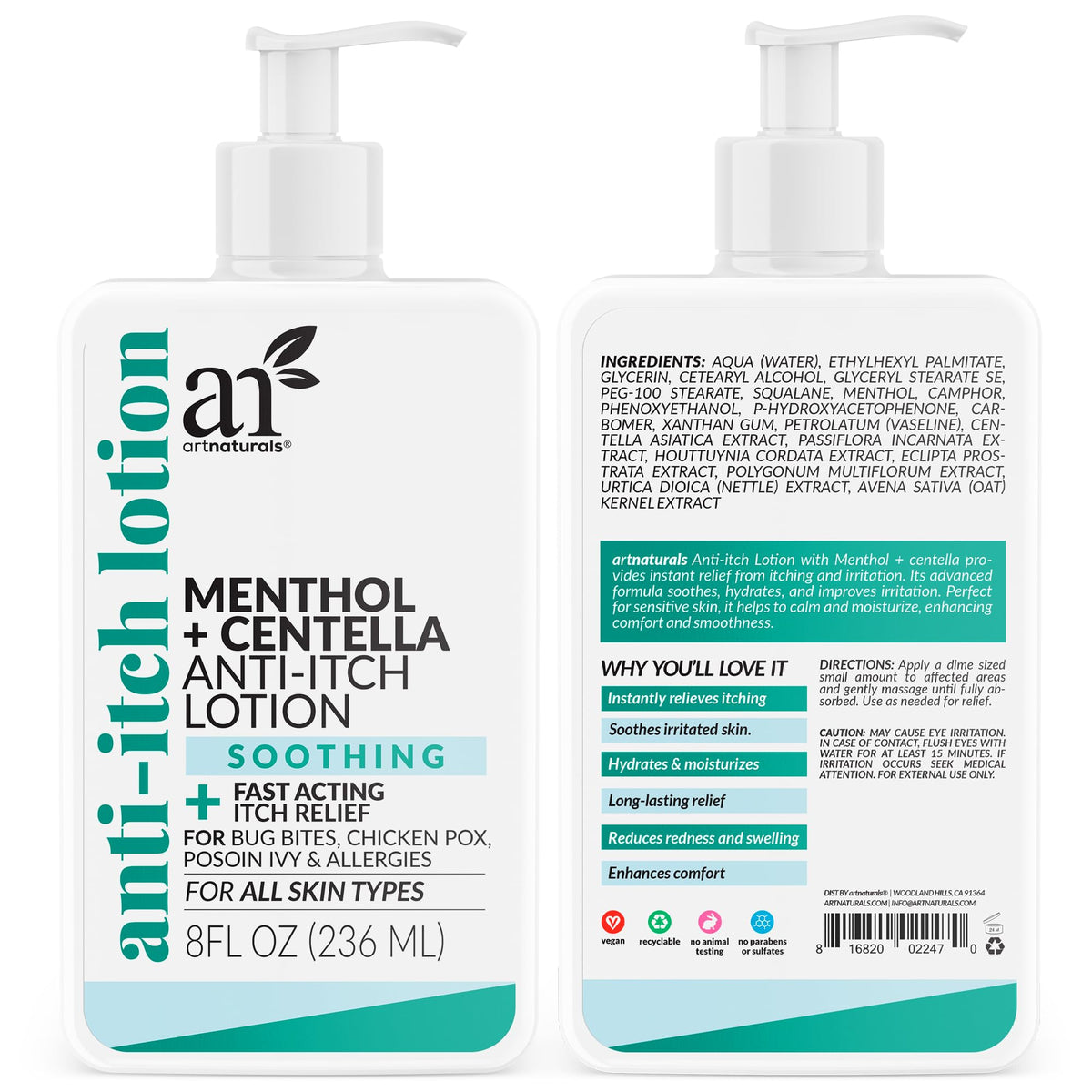 Artnaturals Anti-Itch Lotion with Menthol, 8 oz