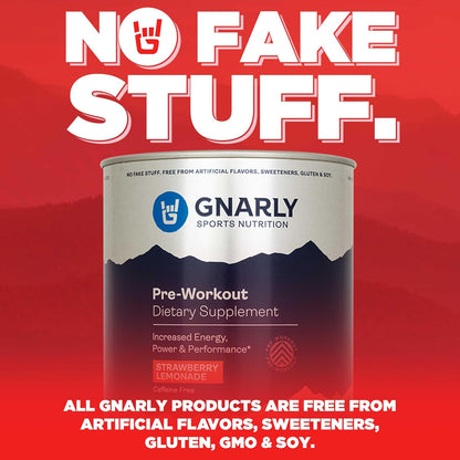 Golden Milk Vegan Protein Powder and Gnarly Preworkout Strawberry Lemonade Caffeine Free (14.82oz)