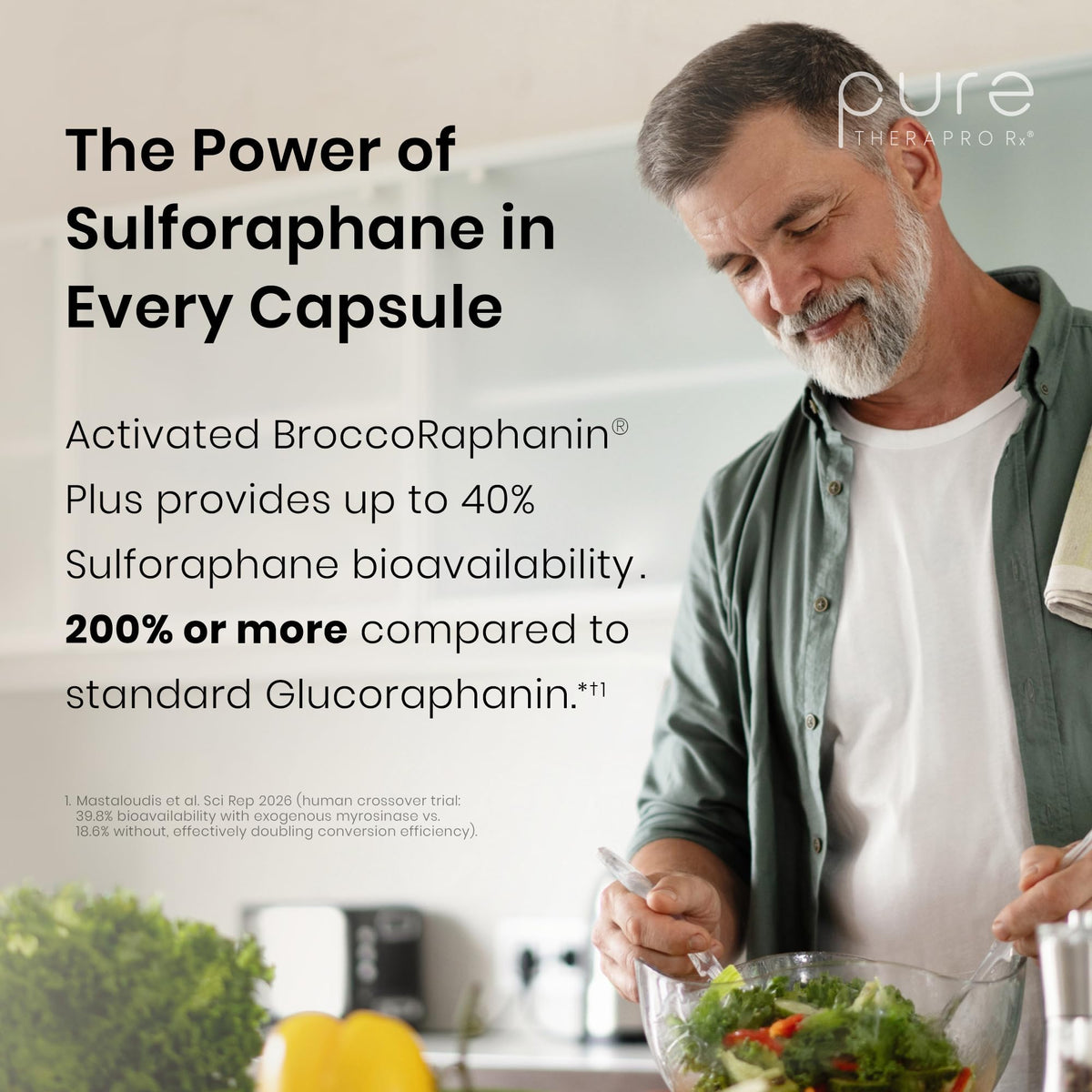 Pure Therapro Rx Extra Strength Sulforaphane Supplement from Broccoli Seed Extract | Made in USA | ONE Capsule Per Serving (Other Brands are 2 Caps!) | 3rd Party Tested | OncoProtect ES