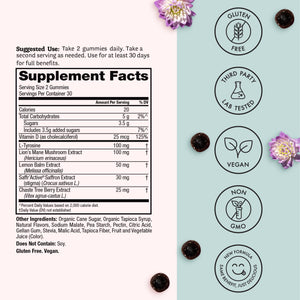 Winged Wellness Happy Her Mood Gummies - Daily Mood Enhancer Support Supplement for Women - Vitamin D with Saffron, Lemon Balm, & Lions Mane Mushrooms for Balance & Calming Relief - 50 Vegan Gummies Winged buy supplements Au