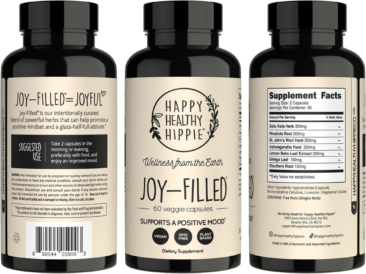 Joy-Filled Mood Support Supplement + St. John's Wort, Plant-Based, 60 Ct