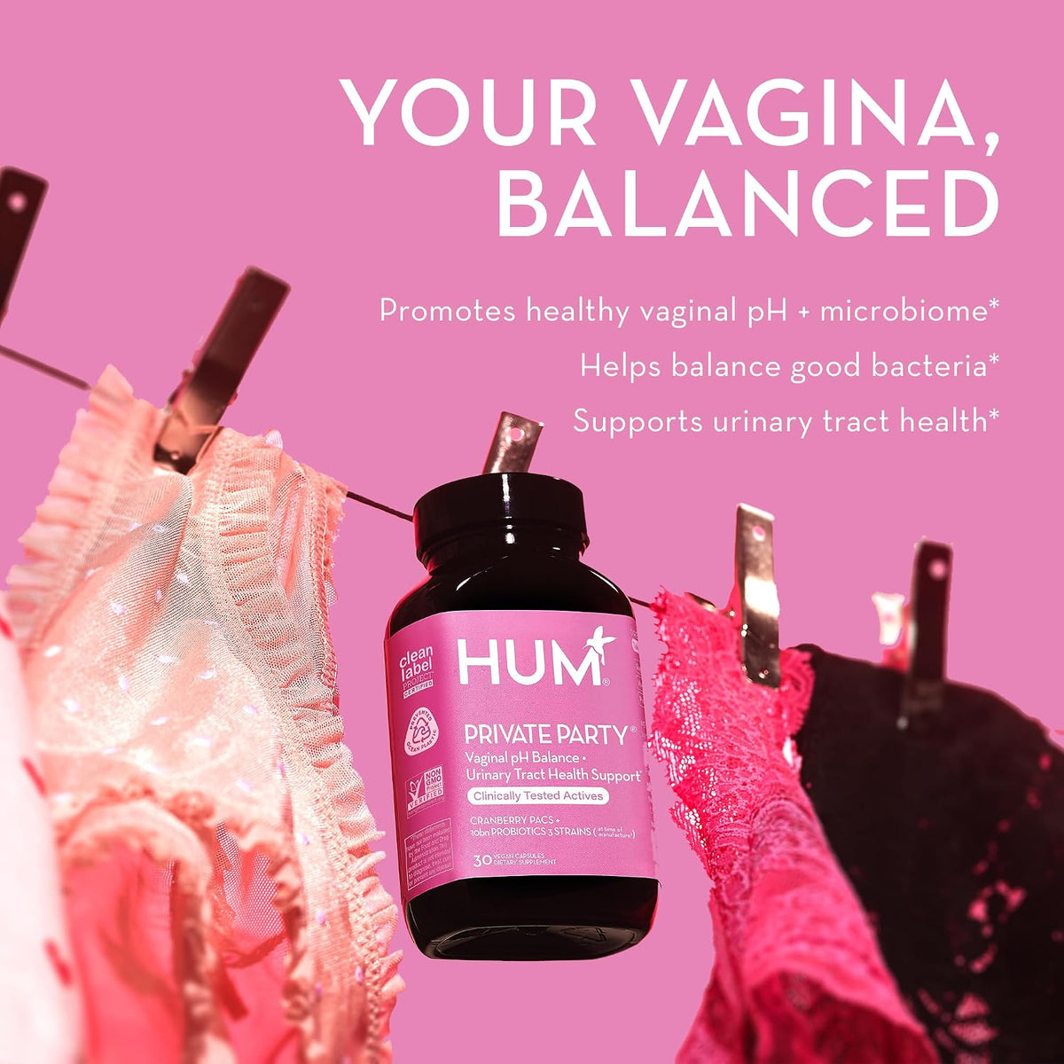 HUM Private Party, Daily Cleanse, Vaginal Probioitcs, Detoxifying Herbs for Women's Health