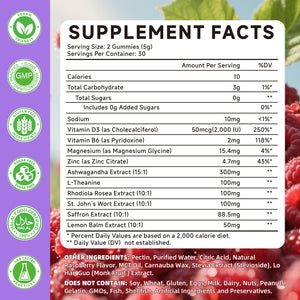 Saffron Supplement Gummies for Kids & Adults Supports Antioxidant Function with Ashwagandha, L-Theanine, Rhodiola Rosea, Lemon Balm, Vitamin D3, B6, Magnesium & Zinc – Raspberry Flavor, 60 Count MchokuuBuy Supplements Australia