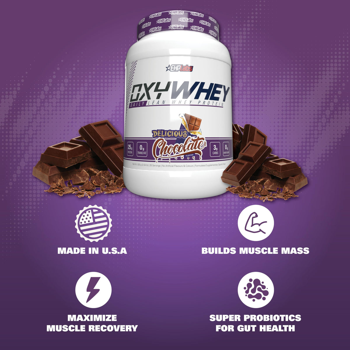 EHP Labs OxyWhey Whey Protein Isolate – 25g High Protein, Low Carb, Sugar Free Meal Replacement – Lean Whey Powder for Muscle Recovery – Non-GMO, Gluten Free – 25 Serves – Vanilla Ice Cream
