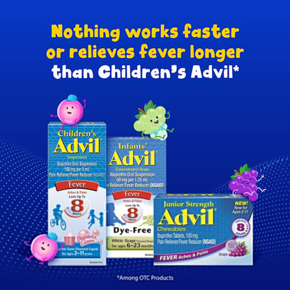 Advil Junior Strength Chewable Ibuprofen Pain Reliever and Fever Reducer, Children's Ibuprofen for Pain Relief, Grape - 24 Tablets AdvilBuy Supplements Australia