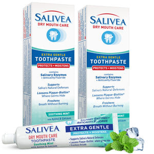 Suplement ​SALIVEA Dry Mouth Toothpaste (2 Pack) — 4.3 oz Each, Anticavity Fluoride, Natural Salivary Enzymes, Xylitol & Calcium, SLS-Free, VelvetGlow USA