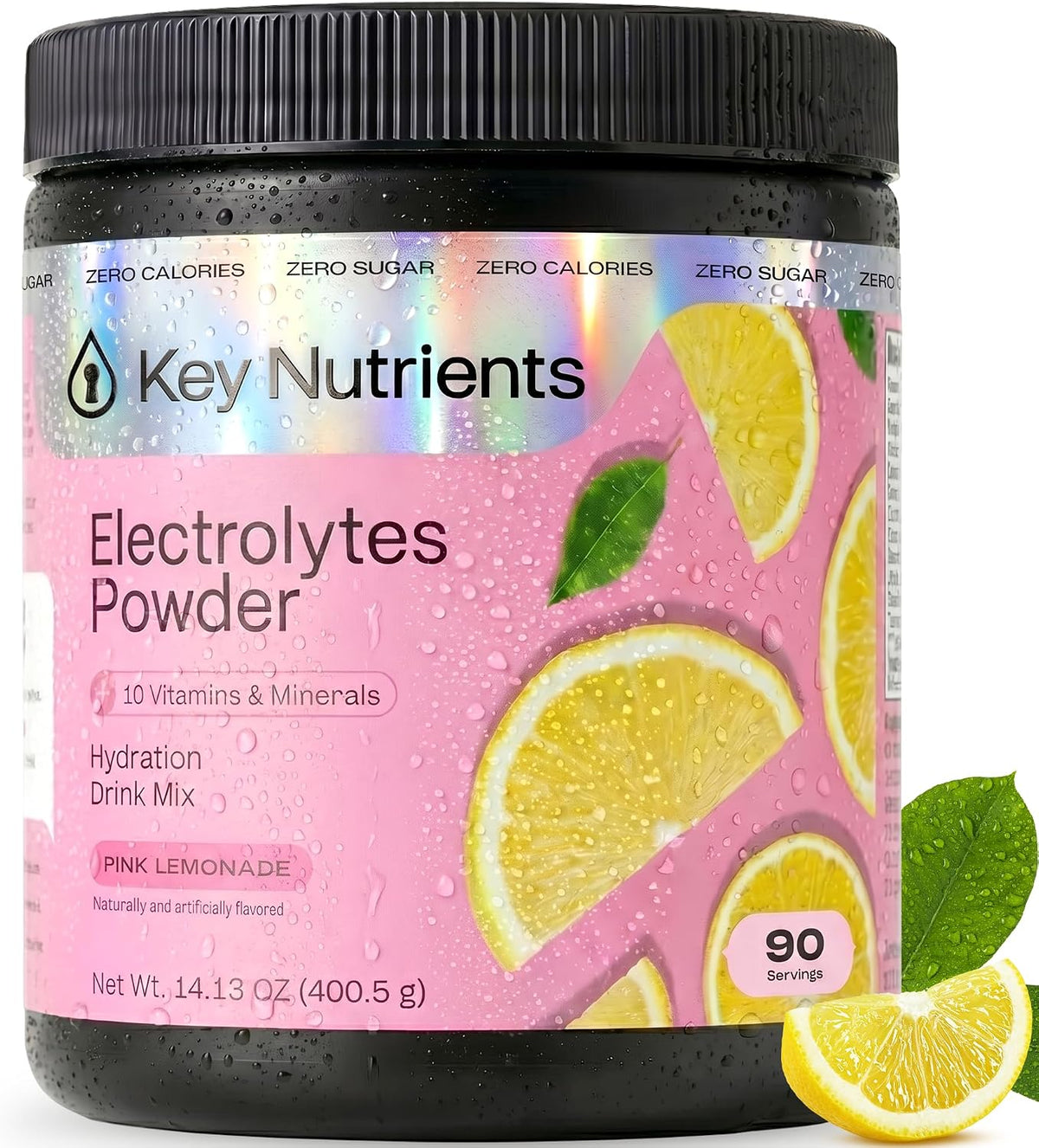 KEY NUTRIENTS Electrolytes Powder Bundle, Sweet Pink Lemonade 90 Servings Jar + Tropical Peach Mango 20 Count Packets, Sugar Free Hydration Travel Drink Mix with Vitamins & Minerals, No Calories