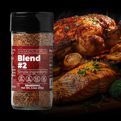 Santa Cruz Paleo, Seasoning Blend #2, Sweet and Smoky Spice for Chicken, Steak, Burgers, Wings and Ribs, Garlic, Sea Salt, Black Pepper, Rosemary and Paprika, Gluten Free, Keto, Paleo, 3.5 Oz Jar