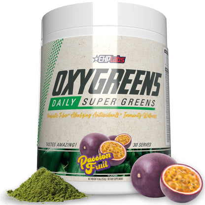 EHP Labs OxyGreens Super Greens Powder with Spirulina & Chlorella, Prebiotic Fiber, Probiotics & Digestive Enzymes – Antioxidant Green Superfood Supplement - 15 Serves (Pineapple)