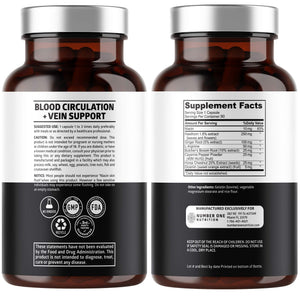 Number One Nutrition Premium Blood Circulation Supplement for Women and Men [8 Powerful Herbs & Vitamins] All Natural Blood Flow Supplement with Hawthorn, Butchers Broom and Cayenne Pepper, 90 Caps Number One NutritionBuy Supplements Australia