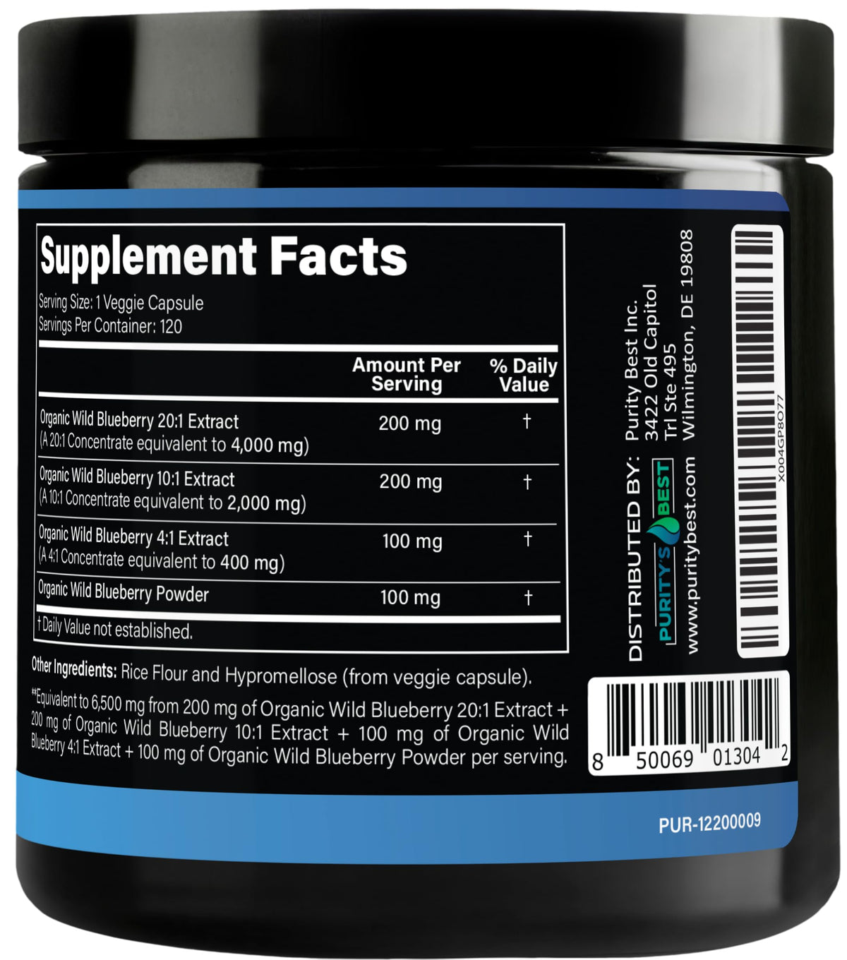 Suplement ​Purity’s Best Wild Blueberry Extract, Rich in Flavonoids & Anthocyanins, Antioxidant Support for Brain & Heart Health, 4-Month Supply - VelvetGlow USA