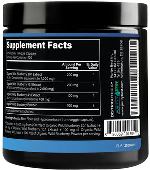 Suplement ​Purity’s Best Wild Blueberry Extract, Rich in Flavonoids & Anthocyanins, Antioxidant Support for Brain & Heart Health, 4-Month Supply - VelvetGlow USA