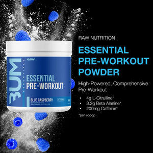 Suplement ​RAW Nutrition - Essential Pre - Chris Bumstead Pre Workout Formula, Sports Nutrition Pre-Workout Powders | Men & Womens Drink, Energy Powder - VelvetGlow USA