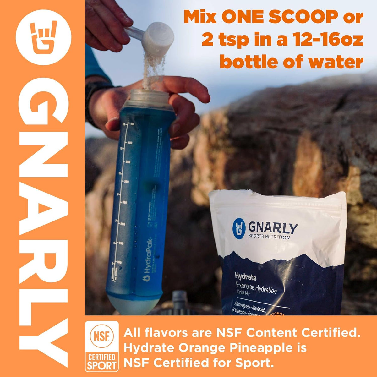 Gnarly Nutrition Hydrate Electrolyte Powder – Orange Pineapple Exercise Hydration Drink Mix – NSF Sport Certified – Electrolyte Solution, Performance & Recovery – Orange Pineapple, 14.10 oz