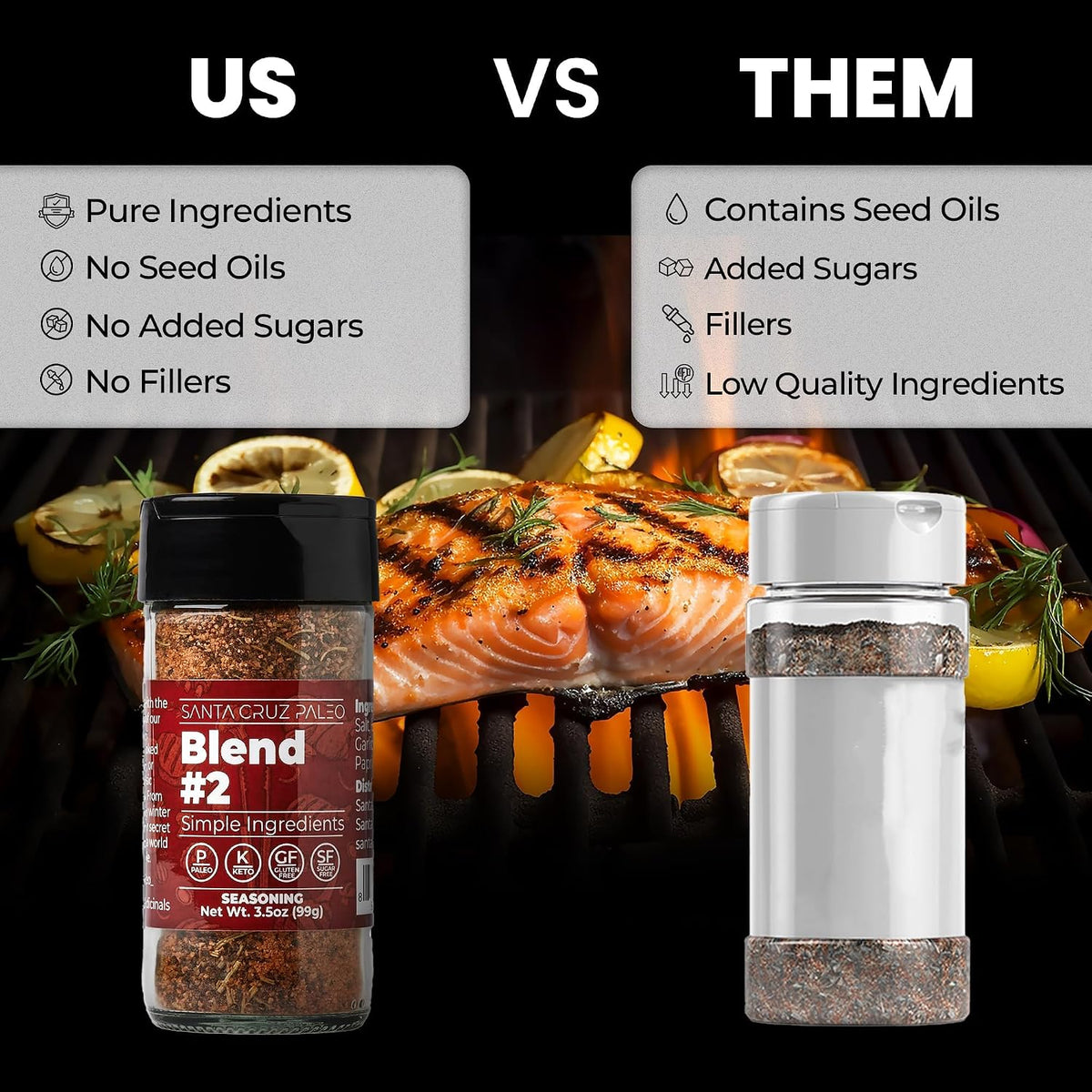 Santa Cruz Paleo, Seasoning Blend #2, Sweet and Smoky Spice for Chicken, Steak, Burgers, Wings and Ribs, Garlic, Sea Salt, Black Pepper, Rosemary and Paprika, Gluten Free, Keto, Paleo, 3.5 Oz Jar