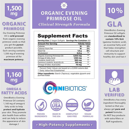 OmniBiotics The Female Health Care Package Organic Evening Primrose Oil + Myo-Inositol with D-Chiro-Inositol for Skin, Hair, & Hormone Support