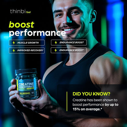 Thinbi Creatine Gummies for Women & Men, Monohydrate, Blueberry, 120 Count