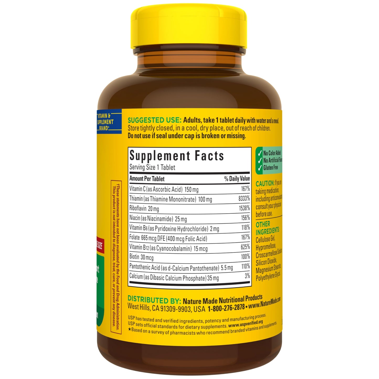 Nature Made Super B Complex with Vitamin C & Folic Acid, B Complex Vitamins for Women and Men, Dietary Supplement