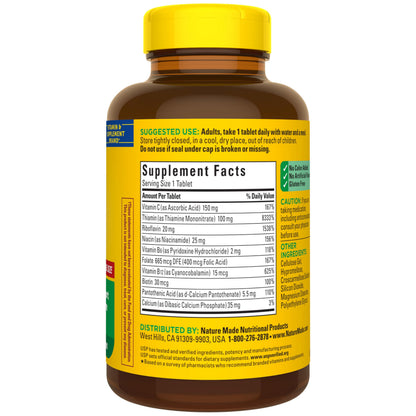 Nature Made Super B Complex with Vitamin C & Folic Acid, B Complex Vitamins for Women and Men, Dietary Supplement