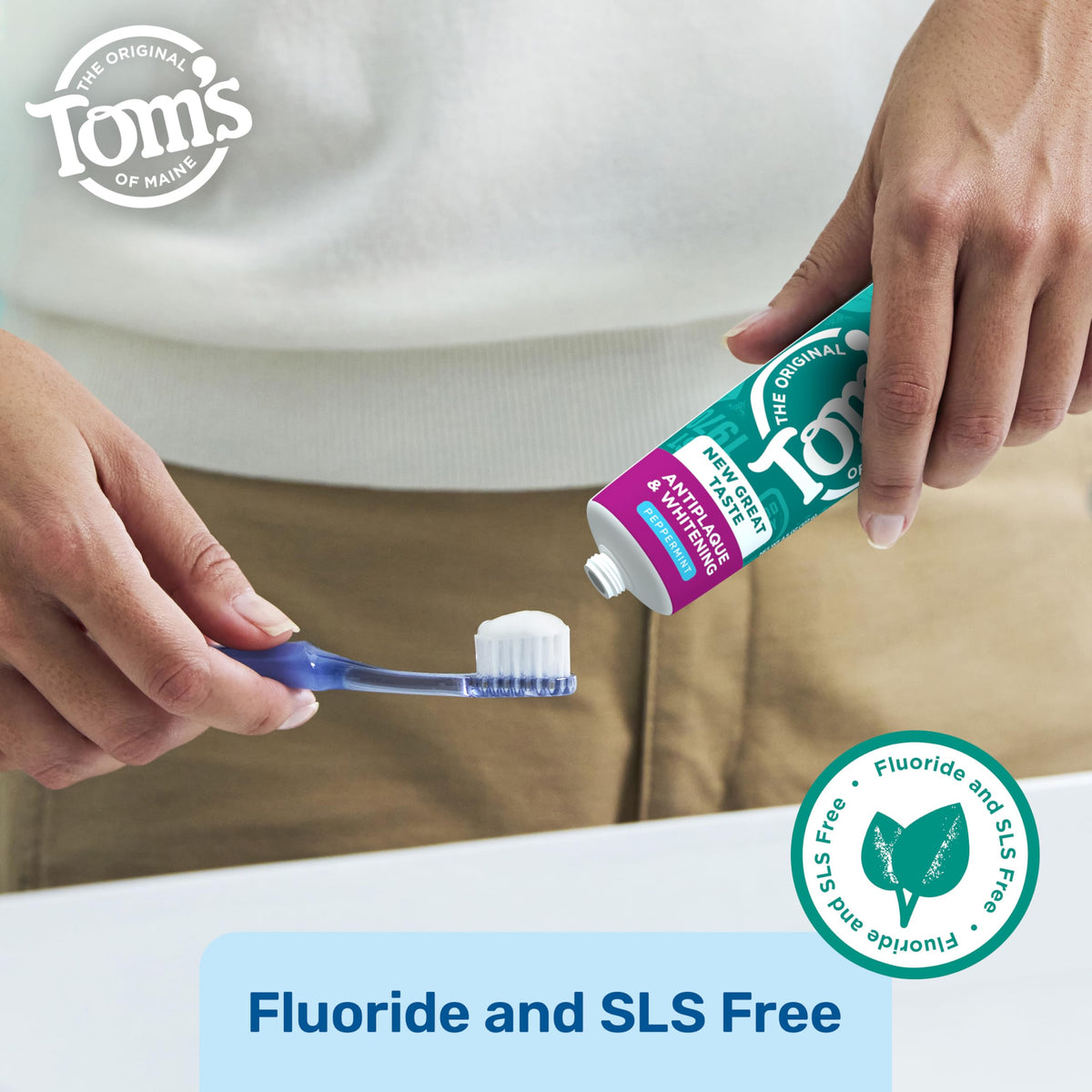 Suplement ​Tom's of Maine Fluoride-Free Antiplaque & Whitening Natural Toothpaste, Peppermint, 5.5 oz. (Pack of 2) - VelvetGlow USA