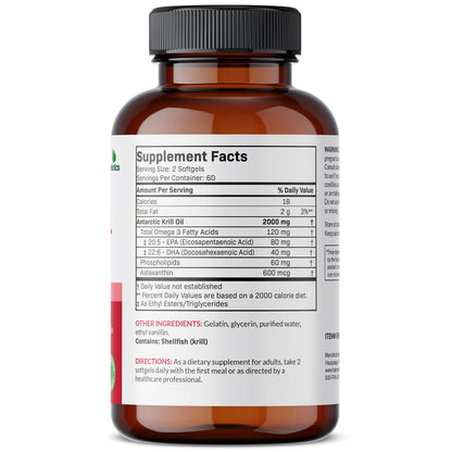 Futurebiotics Antarctic Krill Oil 2000mg with Astaxanthin, Omega-3s EPA, DHA and Phospholipids - 100% Pure Premium Krill Oil Heavy Metal Tested, Non GMO – 120 Softgels