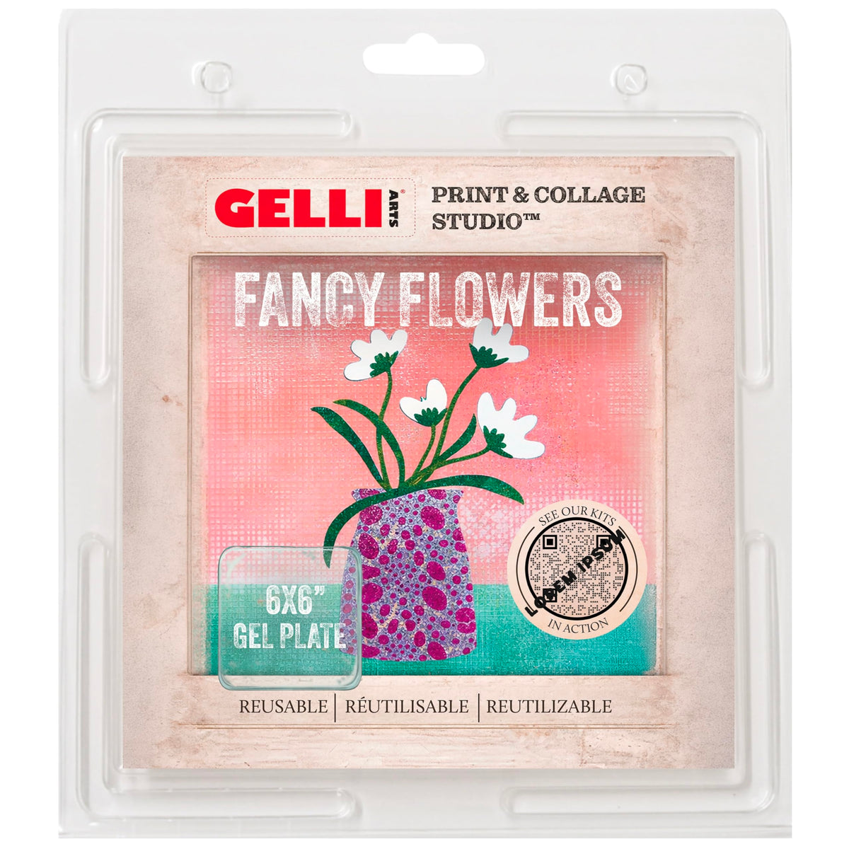 Gelli Arts Gel Printing Plate – Reusable Gel Printing Plate, Printmaking Supplies, Monoprinting at Home, Arts and Crafts – Easy Cleaning & Storage – Made in the USA – 6" x 6" – Blush Bloom
