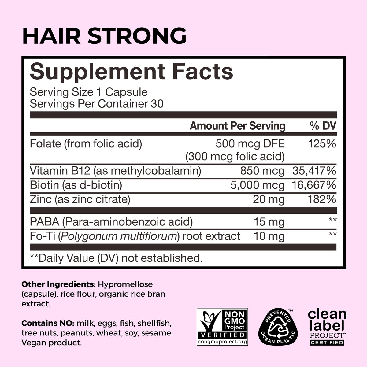 HUM Hair Strong Strawberry Gummies, Hair Growth Support, 60 Count