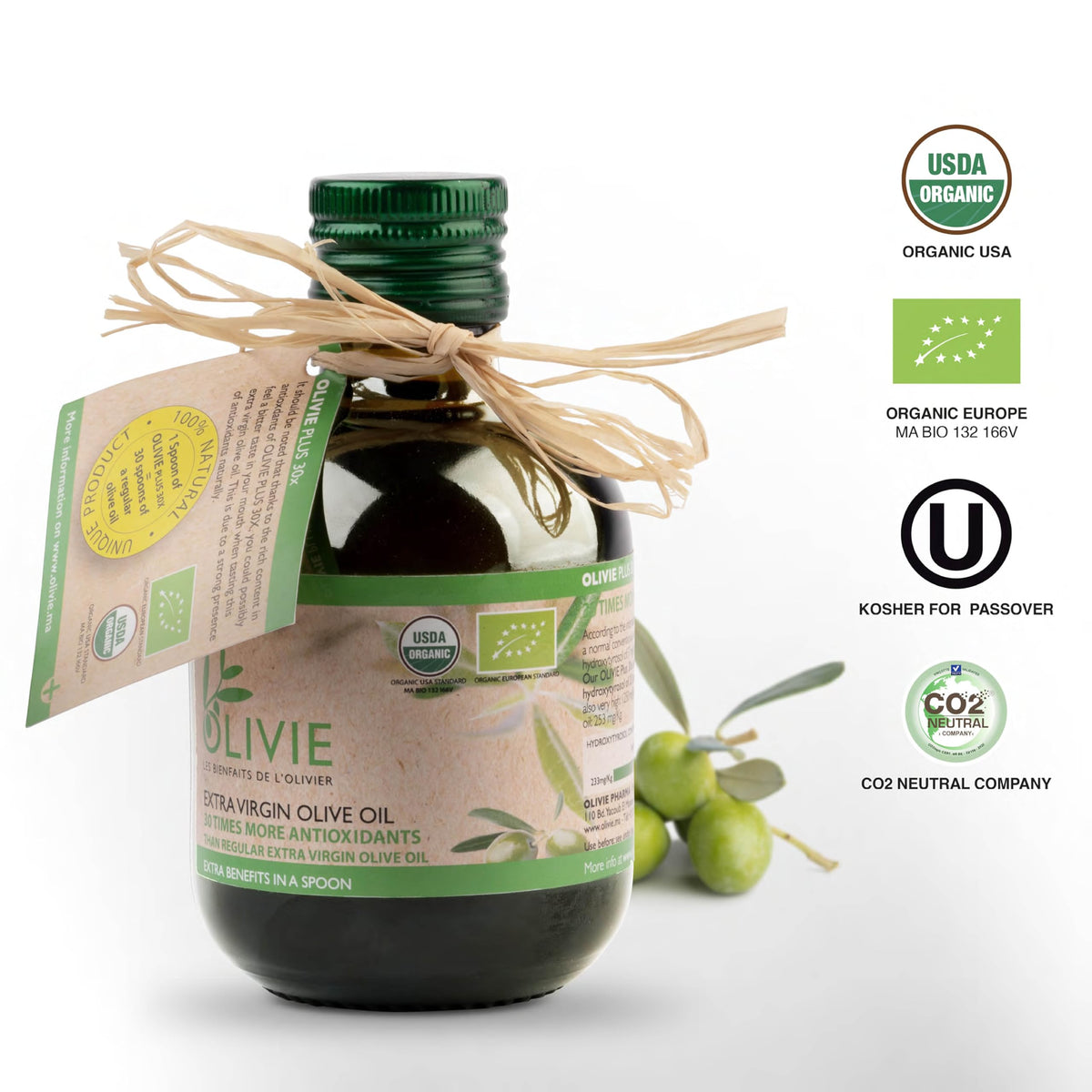 Suplement ​Organic High Polyphenol Extra Virgin Olive Oil, 30x More Hydroxytyrosol, Polyphenols 1250 mg/kg & Antioxidants, Research-Backed, OLIVIE PLUS 30X, Pure Cold Pressed EVOO - VelvetGlow USA