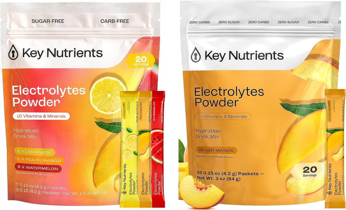 KEY NUTRIENTS Electrolyte Packets Bundle, Variety Pack Plus Peach Mango