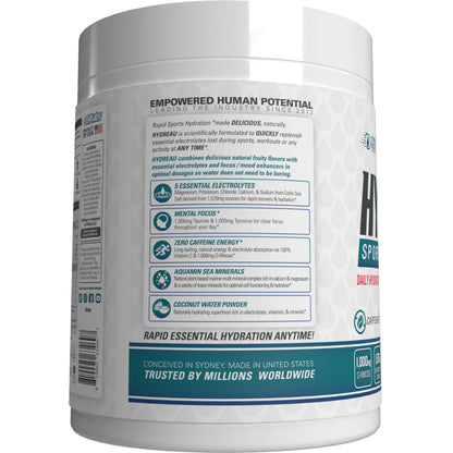EHP Labs Hydreau Electrolytes Powder No Sugar - Hydration Powder for Endurance & Energy - Electrolyte Powder for Men & Women - Sugar Free Electrolytes - Kiwi Strawberry (40 Serves)