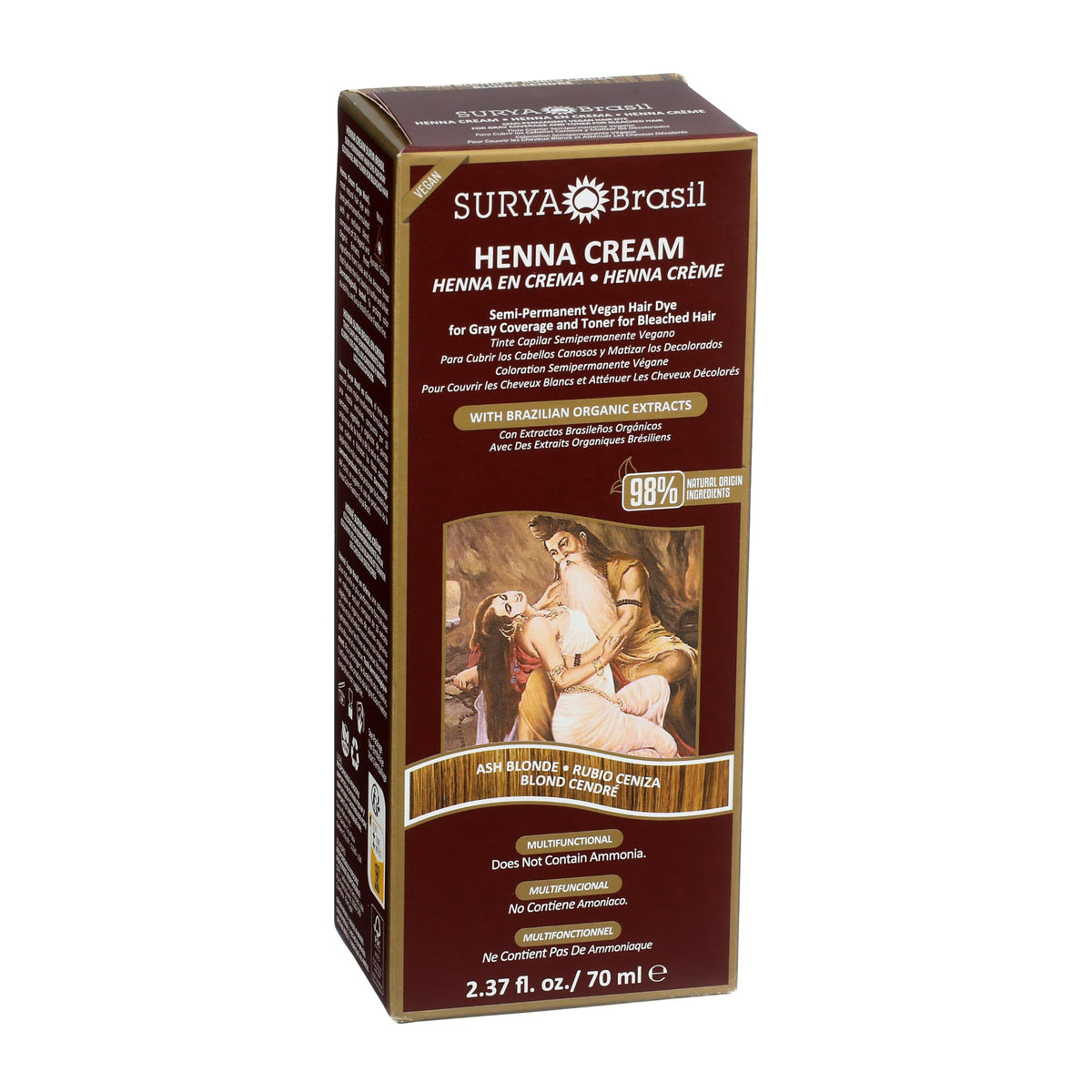 Surya Brasil - Henna Cream, Semi-Permanent Golden Brown Hair Color Treatment for Gray Coverage, Deep Conditioning Hair Dye, 2.37 oz / 70 ml