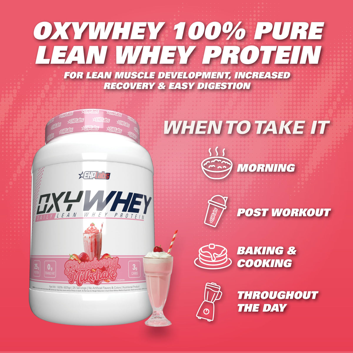 EHP Labs OxyWhey Whey Protein Isolate – 25g High Protein, Low Carb, Sugar Free Meal Replacement – Lean Whey Powder for Muscle Recovery – Non-GMO, Gluten Free – 25 Serves – Vanilla Ice Cream