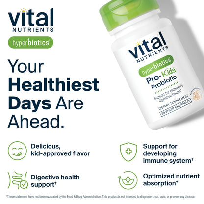 Hyperbiotics Vital Nutrients Pro Kids Probiotic ENT | Toddler Probiotics for Kids Ear, Nose and Throat | Targeted Immune and Digestive Health | Strawberry-Vanilla 45 Sugar-Free Chewable Tablets