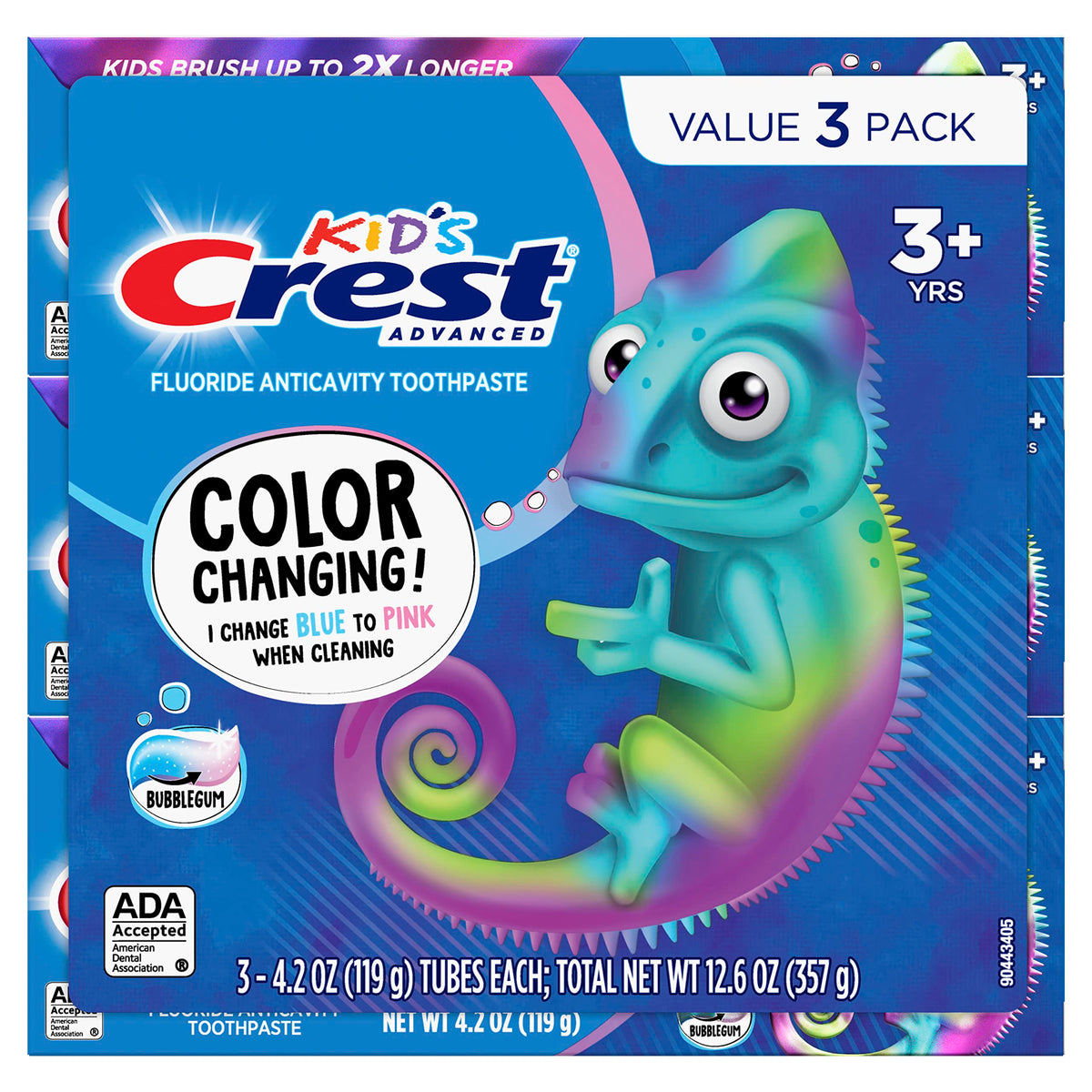 Suplement ​Crest Advanced Kid's Fluoride Toothpaste, Bubblegum Flavor, 4.2 oz, 3 Count, Color-Changing Anticavity Toothpaste - VelvetGlow USA