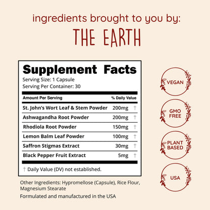 Joy-Filled Mood Support Supplement + St. John's Wort, Plant-Based, 60 Ct