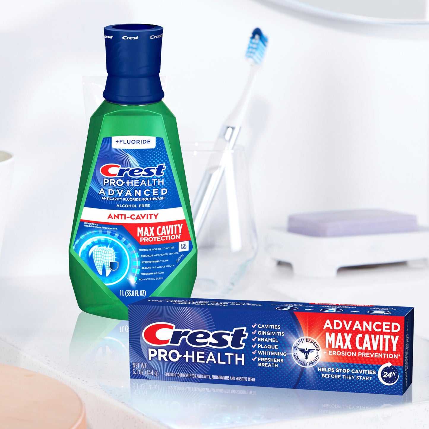 Crest Pro-Health Advanced Maximum Cavity Protection Mouthwash - Mild Mint - 2x1L