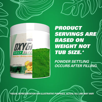 EHP Labs OxyGreens Super Greens Powder with Spirulina & Chlorella, Prebiotic Fiber, Probiotics & Digestive Enzymes – Antioxidant Green Superfood Supplement - 15 Serves (Pineapple)