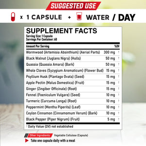 DEDICAD 12in1 Wormwood Capsules Black Walnut Cloves, Ginger, Turmeric Curcumin & Black Pepper - Immune System - 60 Capsules DEDICAD buy supplements Au