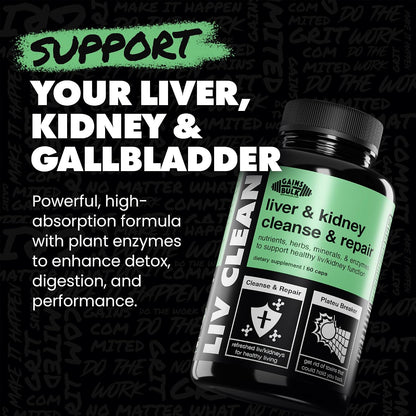 Gains in Bulk Liv Clean Liver & Kidney Cleanse, Milk Thistle, 60 Capsules