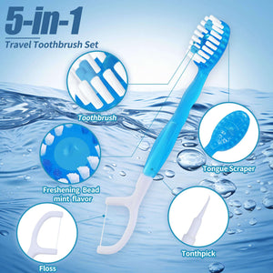 Suplement ​36 Pack Mini Disposable Toothbrushes – 5-in-1 Prepasted Travel Toothbrush with Toothpaste Floss & Pick for Hotel Camping Flight Car Guest Use - VelvetGlow USA