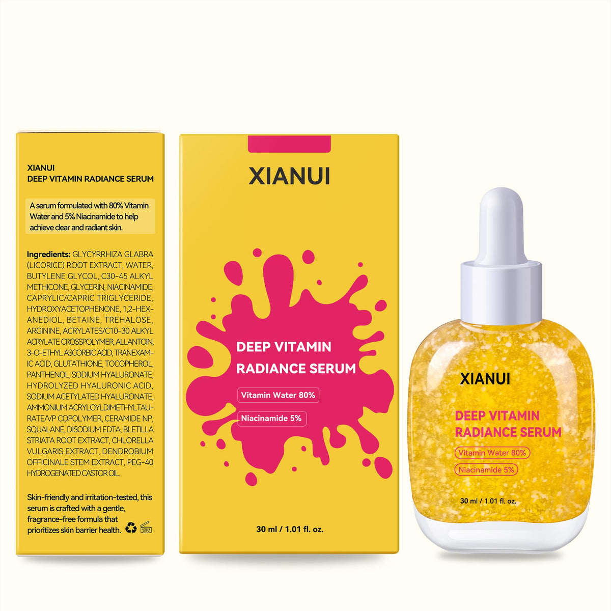 Suplement ​XIANUI Deep Vitamin Radiance Serum - 5% Niacinamide + TXA + Vitamin C - Brightening & Hydrating Face Serum with Ceramide & Triple Hyaluronic Acid - VelvetGlow USA