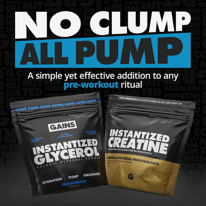 Gains in Bulk Glycerol Pre Workout Powder, Unflavored, 80 Servings
